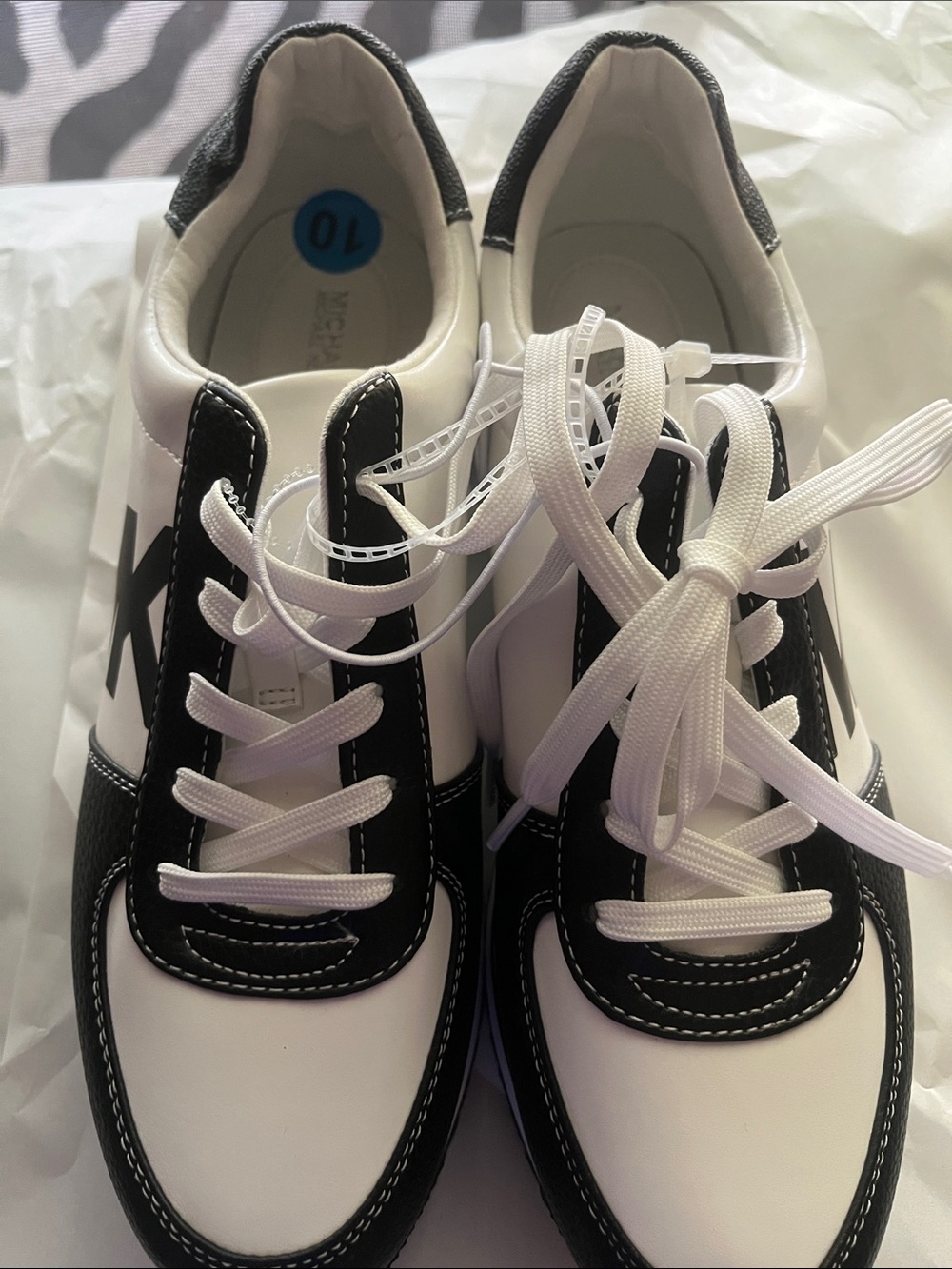 Michael Kors White and Black Lace-Up Sneakers